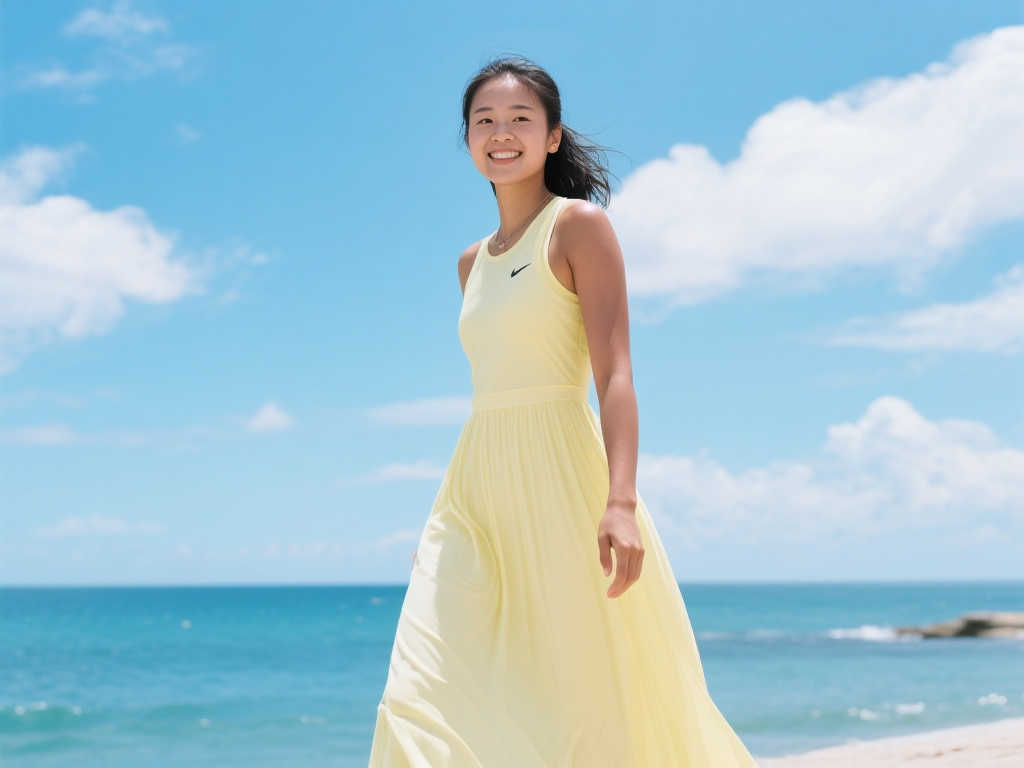 放松身心!郑钦文晒海边游玩美照,淡黄长裙尽显优雅 放松身心!郑钦文晒海边游玩美照,淡黄长裙尽显优雅